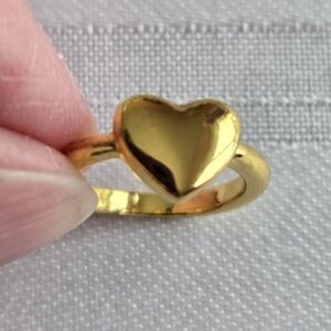 💖 New Pretty Shiny Smooth Yellow Gold Heart Sweetheart Ring Size 5 💖